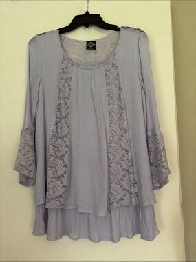 Lace-Panel Light Lavender Women’s Tunic Top size S
